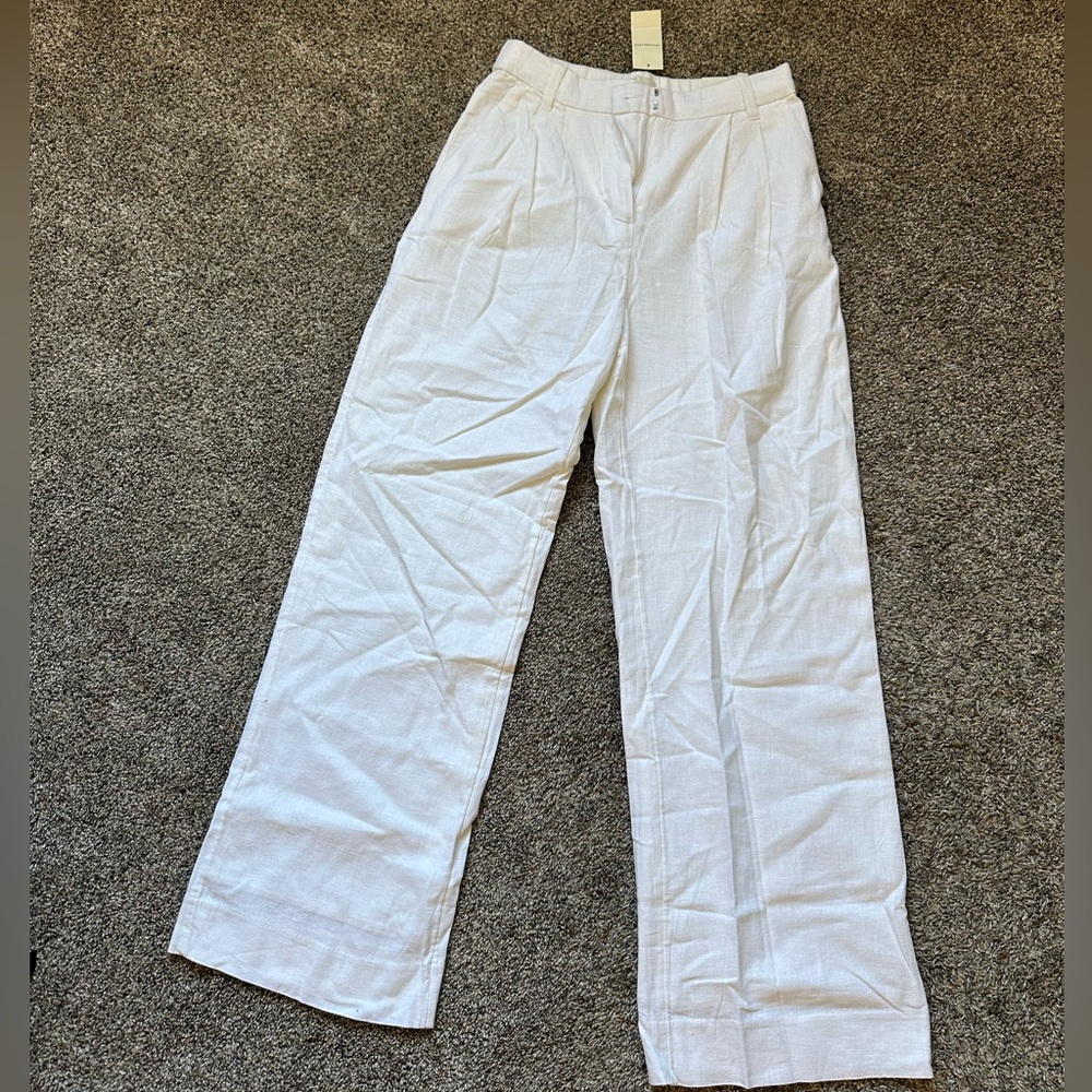 Abercrombie & Fitch Crisp White Linen Trousers